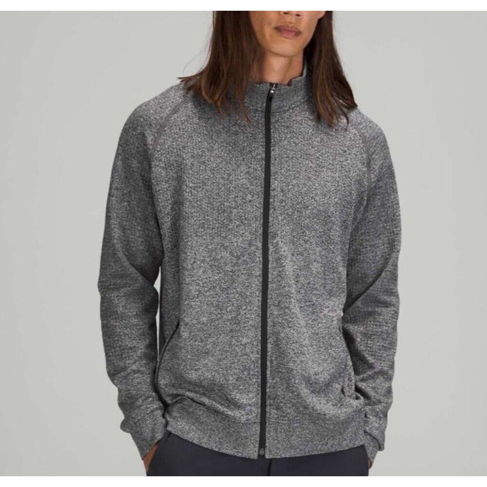 LULULEMON Heather Gray Engineered Warmth Full Zip Jacket Wool Blend Men's M FLAW